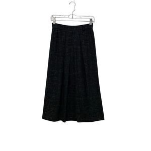 Vintage Wool Blend Pleated Colorful Fleck Midi Skirt 26" Waist Preppy Academia